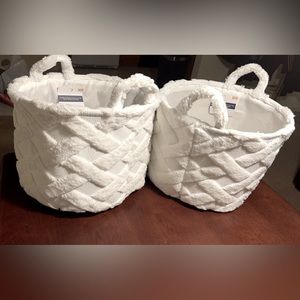 White decorative storage bins